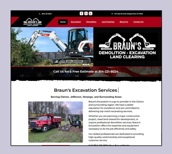 Brauns Exevating home page