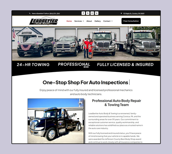 Leadbetter Auto Body Home page